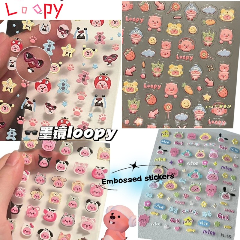 Nail Art Design - Loopy 3D kabartmalı çıkartma, şeffaf DIY