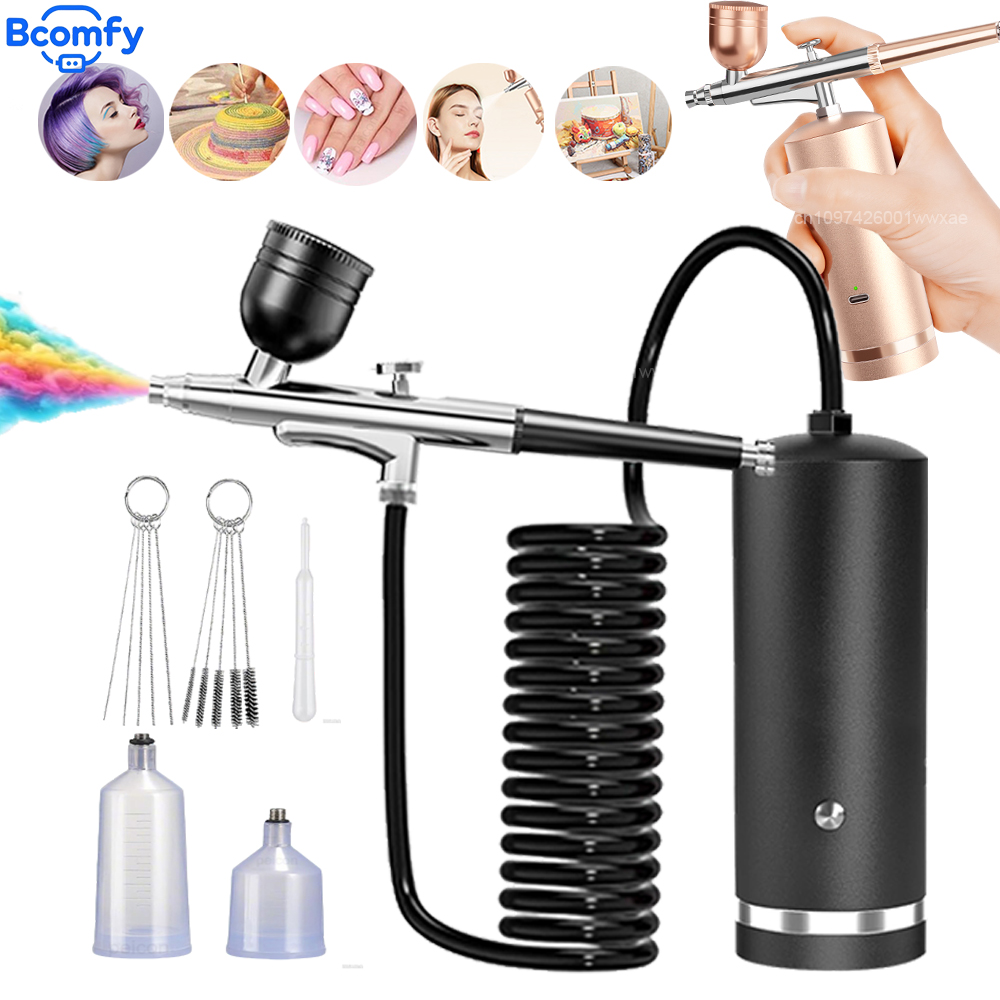 Nail Fan Brush - Kompresörlü Airbrush Şarj Edilebilir Kompresörlü Air