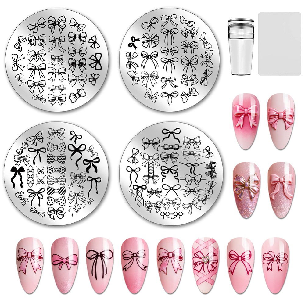 Nail Art Elegant - 4 adet Fiyonk Desenli Tırnak Damga