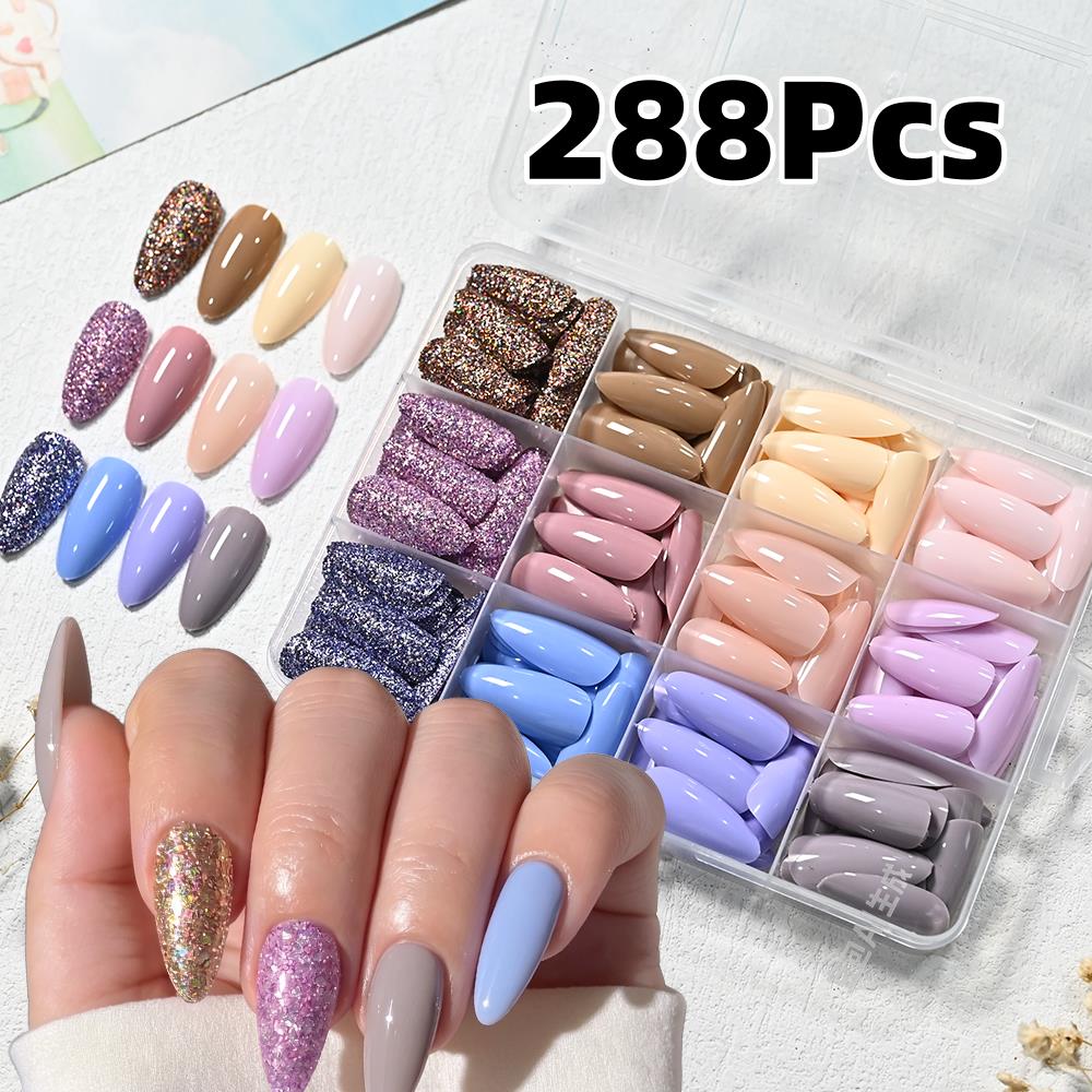 Nail Art Design - 288 Adet Parlak Makaron Orta Badem