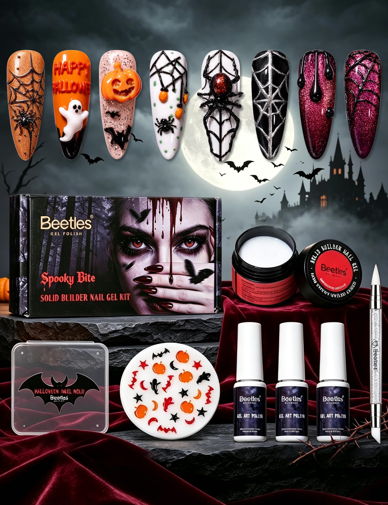 Nail Art Vampire - Beetles 3D Jel Tırnak Sanatı Beyaz