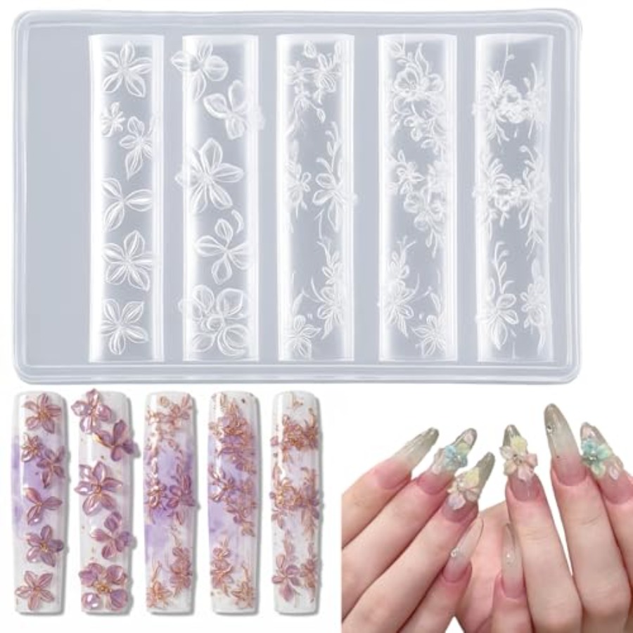 Nail Art Elegant - 3D Çiçek Tırnak Kalıbı, Çiçek Silikon