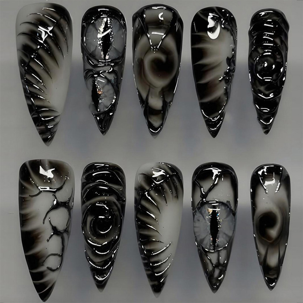 Nail Art Y2K - Stiletto Gotik Takma Tırnaklar 30 Adet