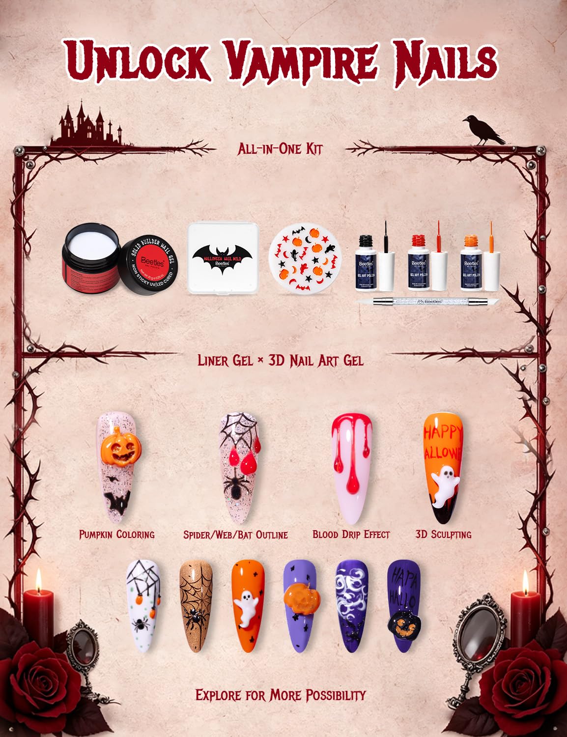 Beetles 3D Jel Tırnak Sanatı B - Nail Art Vampire incelemesi ve fiyatı