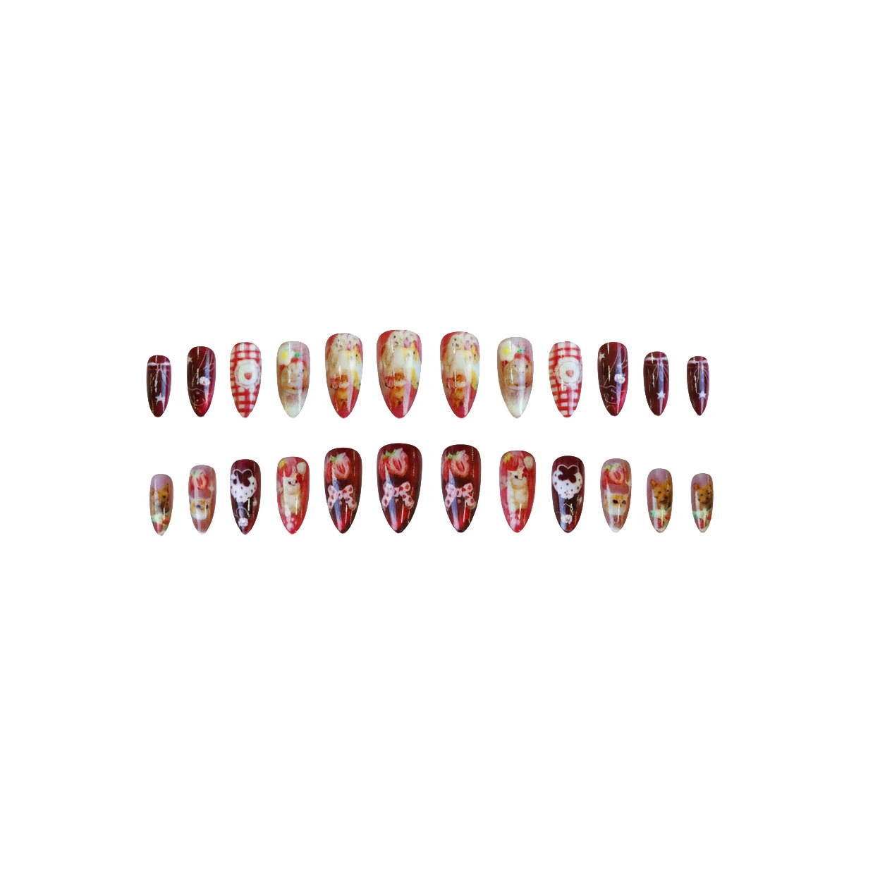 24 Adet Çilekli Kedi Gözü Takm - Nail Art Y2K incelemesi ve fiyatı